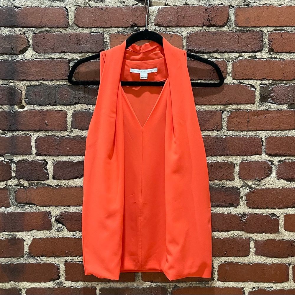 Diane von Furstenberg Orange Sleeveless Blouse Size Small